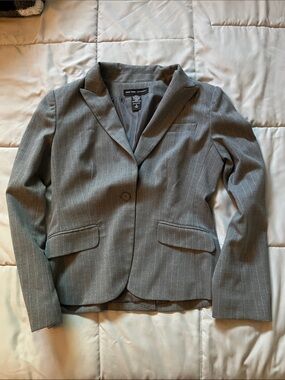 New York & Company Gray Pinstripe Single-Button Blazer